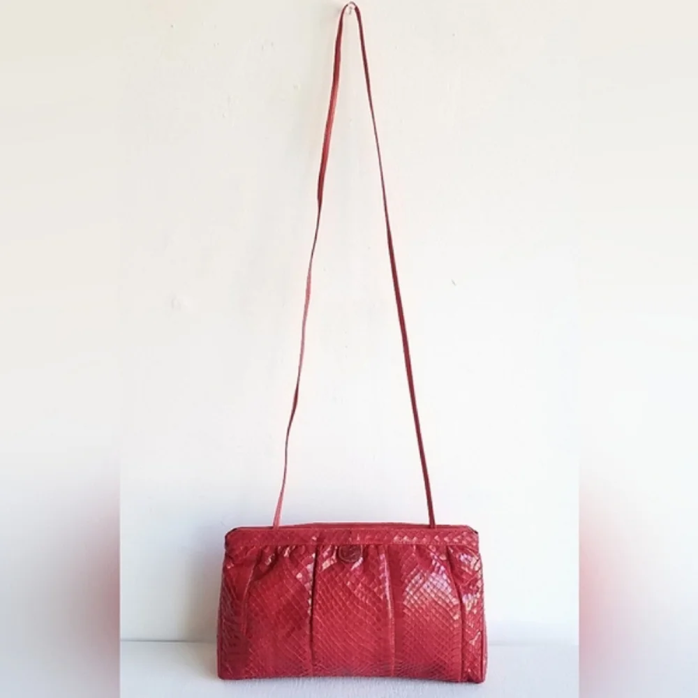 Vintage Palizzio Genuine Leather & Snakeskin Crossbody Hand Bag ⭐️⭐️ - Picture 3 of 16